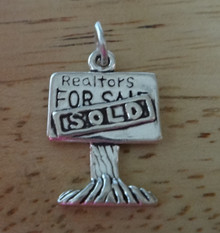 Realtor House For Sale Sold Sign Sterling Silver Charm!