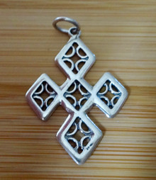33x23mm Unusually Shaped Cross Sterling Silver Pendant Charm