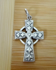 Sterling Silver 27x16mm 4g Cut Out Celtic Cross Charm Pendant