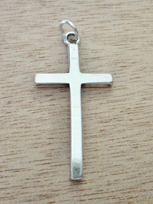 3D 34x17mm and 2.5mm Thick Plain Cross Sterling Silver Pendant Charm