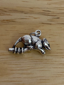 3D 23x19mm Possum Opossum Zoo Animal Sterling Silver Charm
