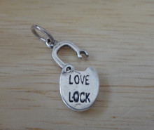 Movable Pad Lock says Love Lock Sterling Silver Charm