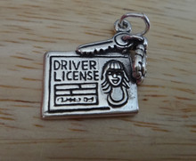 15x18mm Female's Driver's License Key & Keychain Sterling Silver Charm!