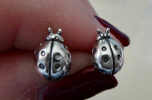 6x9mm Tiny Ladybug Insect Sterling Silver Stud Post Earrings!