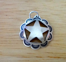 21mm Western Sheriff's Star Badge Sterling Silver Charm!