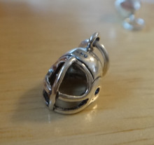 3D 12x10mm Football Helmet Sterling Silver Charm