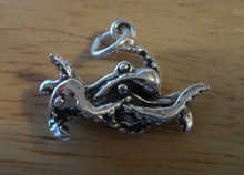 3D 23x17mm 4 gram Octopus Squid Calamari Fish Sterling Silver Charm