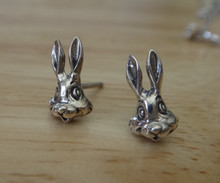 6x10mm Easter Bunny Rabbit Face Sterling Silver Studs Earrings