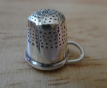 Large 3D Thimble Sewing Sterling Silver Charm