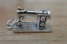 3D 10x20mm Vintage Singer style Sewing Machine Sterling Silver Charm