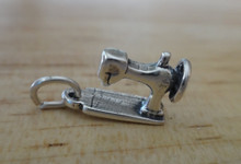 3D Small 14x9mm Antique Vintage Singer style Sewing Machine Sterling Silver Charm