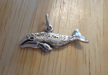 22x9mm Looks like Blue or Grey Whale Sterling Silver Charm!