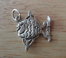 20x20mm Whimsical Angelfish Fish Sterling Silver Charm!