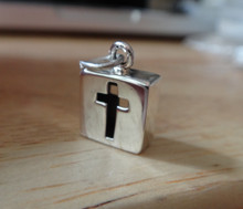 Small 10mm Square Cut Out Cross Sterling Silver Charm