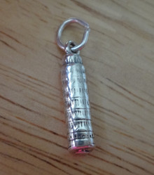 3D 5x17mm Leaning Tower of Pisa Travel Sterling Silver Charm
