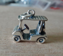 15x14mm 3D Golf Cart with Clubs in the back Sterling Silver Charm