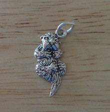 22x10mm Adorable Detailed Otter Sterling Silver Charm