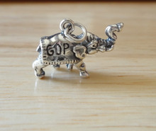 3D 14x22mm GOP Elephant Republican Sterling Silver Charm