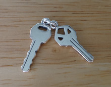 12x19mm Two Movable One House and One Car Keys Sterling Silver Charm