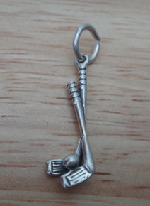 6x24 3D 2 Golf Clubs and Golf Ball Sterling Silver Charm