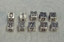 Sterling Silver 7 mm Number 01 2 3 4 5 6 7 8 OR 9 5mm Large Hole Block Bead