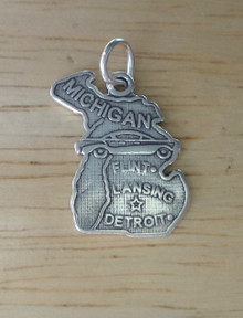 24x22mm Michigan State Sterling Silver Charm