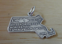 22x24mm Massachusetts State Sterling Silver Charm