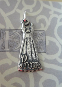 Prom Dress (says Prom on it) Sterling Silver Charm!