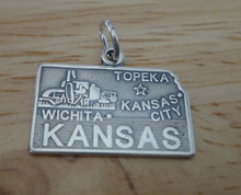 24x17mm Kansas The Sunflower State Sterling Silver Charm