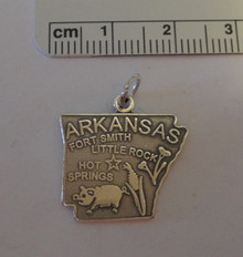 Arkansas State Sterling Silver Charm