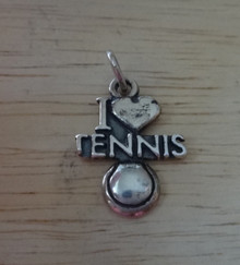 14x19mm I Love (Heart) Tennis & Ball Sterling Silver Charm