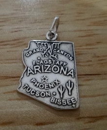 5x20mm Flagstaff Phoenix Tucson Arizona State Sterling Silver Charm
