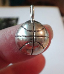 2D 15mm 1/2 large Basketball Sterling Silver Charm