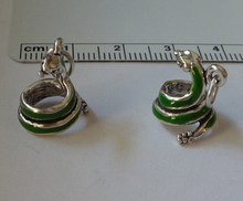 3D Green Enamel Snake Sterling Silver Charm!