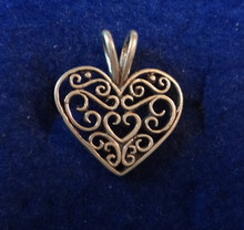 Cut Out Filigree Heart in a Heart Sterling Silver Charm