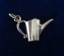 3D Gardening Flower Watering Can Sterling Silver Charm