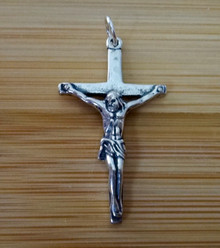 18x30mm Crucifix with Jesus Cross Sterling Silver Charm