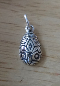 Ukrainian Fleur de Lis Decorated Easter Egg Sterling Silver Charm