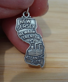 13x24mm New Jersey The Garden State Sterling Silver Charm