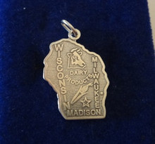 Wisconsin Badger State Sterling Silver Charm