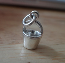 Small 14x8mm Horse Feed Water Bucket Tack Sterling Silver Charm