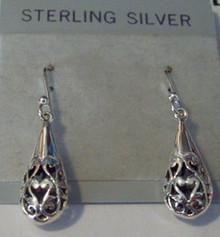 Fancy 3D Teardrop on Sterling Silver Wires Earrings