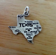 25x25mm State of Texas Map Sterling Silver Charm