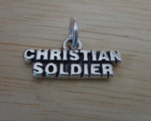 20x10mm says Christian Soldier Sterling Silver Charm!