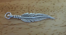 Large 33x7mm Indian Feather Sterling Silver Charm
