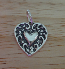 Solid Heart in a Heart Sterling Silver Charm