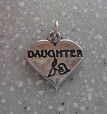 says Daughter Heart Sterling Silver Charm!