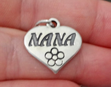 18x19 solid heavy says Nana Heart Sterling Silver Charm!