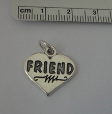 says Friend Heart Sterling Silver Charm