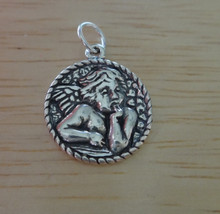 14x14mm Small Round Rafael's Angel Sterling Silver Charm!
